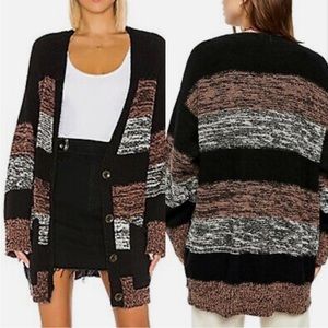 NWT free people Southport oversized button cardigan women Helsinki neutral combo